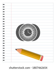 clock, time icon penciled. Vector Illustration. Detailed. 