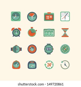 Clock and time icon set