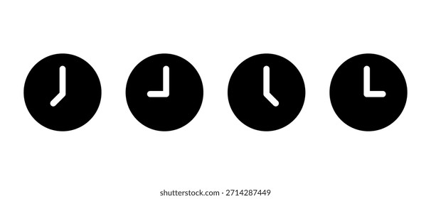 Ícone de relógio e hora definido. Símbolo de alarme, hora e timer