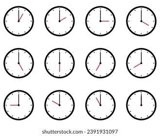 Clock time icon set symbol isolated on white background design.