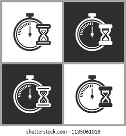 Clock time icon, stopwatch timer symbol. Vector illustration isolated. Simple pictogram.