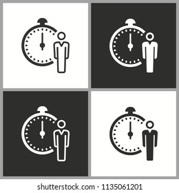 Clock time icon, stopwatch timer symbol. Vector illustration isolated. Simple pictogram.