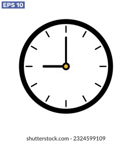 Icono de tiempo de reloj aislado en el diseño de fondo blanco.