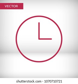 Clock, time icon vector illustration. Linear symbol with thin outline. The thickness is edited. Minimalist style.
