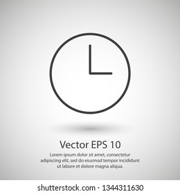 Clock, time icon vector illustration. Linear symbol with thin outline. The thickness is edited. Minimalist style.