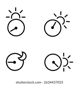 Uhrzeitsymbole, die unterschiedliche Zeiten darstellen 