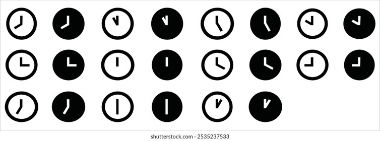 Conjunto de iconos de reloj y hora. COLECCIÓN de icono de reloj de interfaz de usuario. Ilustración vectorial.