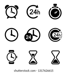 Clock and time icons set. Vector illustration