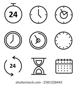 clock time icons vector illustration set 