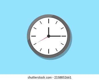 Ilustración de reloj y hora, hora minuto y segundo icono. Reloj circular para negocios. Timer y objeto moderno. Reloj moderno y concepto de tiempo. Diseño aislado. Vector.