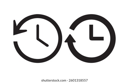 Clock or time loop icon logo, clock icons representing time loop or recurring task, vector illustration