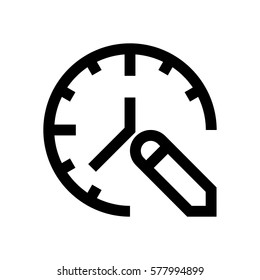Clock, time mini line, icon, background and graphic. The icon is black and white, linear  flat, vector, pixel perfect, minimal, suitable for web and print. 