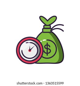 clock time with money bag
