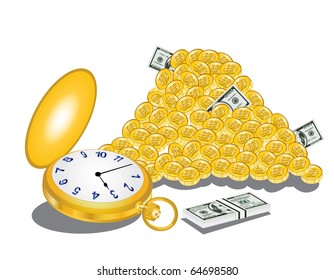 clock time money dollar coin