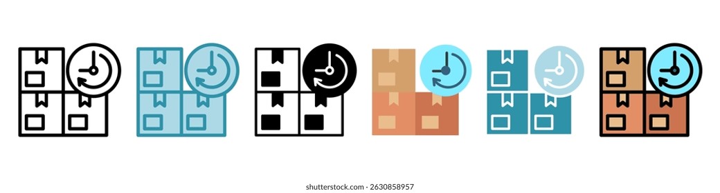 Clock Time multi style, mini illustration icon set. use for modern concept, print, UI, UX kit, web and app development. Vector related to sales, logistic and ecommerce