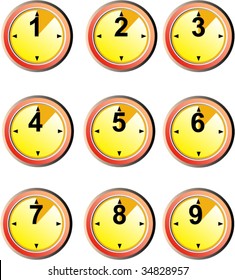 Clock with time and number on face isolated on white