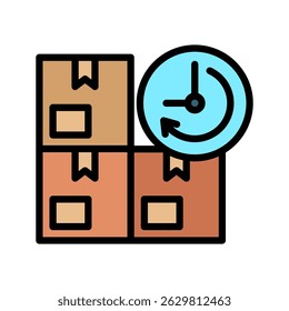 Clock Time outline color, mini illustration icon. use for modern concept, print, UI, UX kit, web and app development. Vector related to sales, logistic and ecommerce

