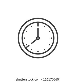 Clock time outline icon. linear style sign for mobile concept and web design. Circle watch simple line vector icon. Symbol, logo illustration. Pixel perfect vector graphics