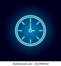 clock, time outline icon in neon style. elements of education illustration line icon. signs, symbols can be used for web, logo, mobile app, UI, UX