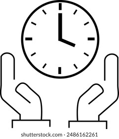 Clock Time Outline Icon Vector