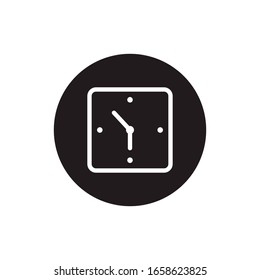 Esquema de icono relacionado con el tiempo de reloj, línea delgada dentro de un círculo, aislado en fondo blanco. Se puede usar para tu sitio web, aplicación, logotipo. Vector EPS de ilustración gráfica