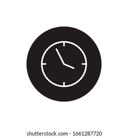 Clock time related icon outline, thin line inside of a circle, isolated on white background. Can be used for your website, app, logo. Graphic illustration EPS Vector
