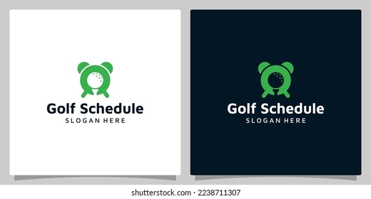 Clock or time schedule logo design template with golf graphic design illustration. icon, symbol, creative.