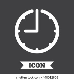 Clock time sign icon. Watch or timer symbol. Graphic design element. Flat clock symbol on dark background. Vector