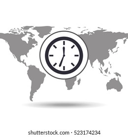 clock time social media world map vector illustration eps 10