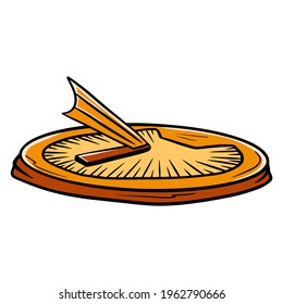 Clock. Time. Sundial. Clock that determines the time by the shade of the sun. Cartoon style. Vector illustration for design and decoration.