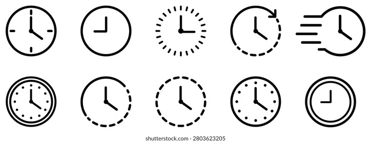 Clock, time, timer, schedule, stopwatch, analog, reminder, countdown, timekeeping and deadline icons for planning, productivity, alarm and user interface applications.