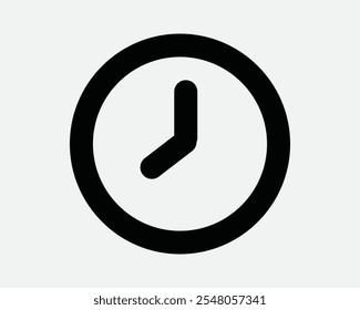 Clock Time Timer Stopwatch Timing Wallclock Analog Circle Dial Deadline Event Appointment Countdown Counter Sign Icon Shape Outline Black White Vector