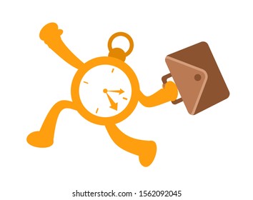 clock time worker business cartoon doodle flat design style vector illustration 