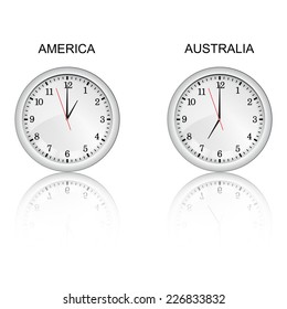 Clock and time zones vector