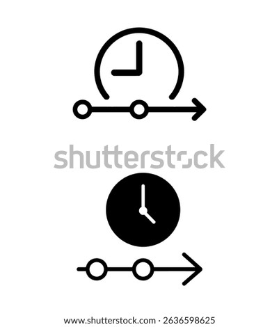 Clock with timeline symbol vector icon.