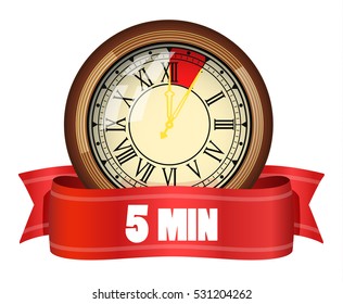 clock timer 5 minutes vector illustration isolated on white background