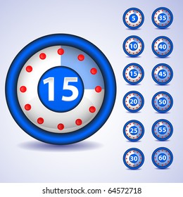 Clock  timer - change time every 5 min. Vector.