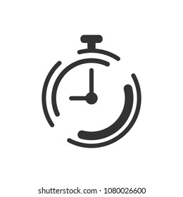 Clock timer icon in flat style. Time alarm illustration on white isolated background. Stopwatch clock business concept.