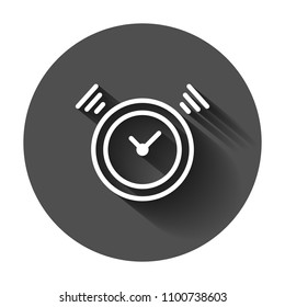 Clock timer icon in flat style. Time alarm illustration with long shadow. Stopwatch clock business concept.