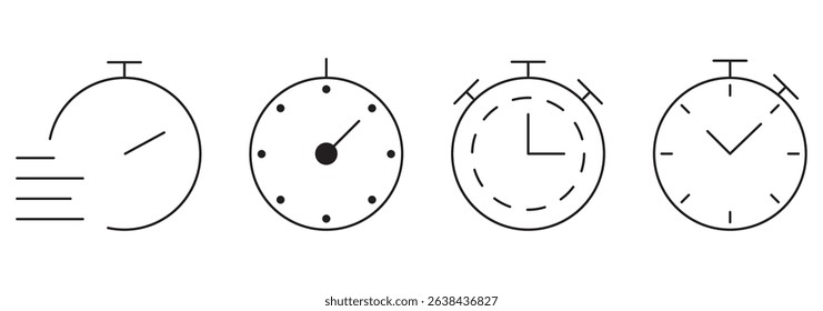 Clock and Timer Icon Set – Flat  Vector Design - vector illustration  .