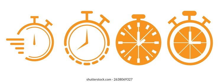 Clock or Timer icon set in variety colorful Design. Clock icon set. Time icon vector. alarm clock icons, watch icon symbol. Vector illustration.