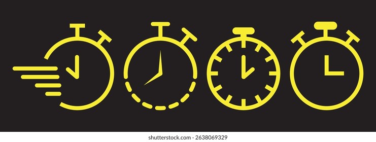 Clock or Timer icon set in variety colorful Design. Clock icon set. Time icon vector. alarm clock icons, watch icon symbol. Vector illustration.
