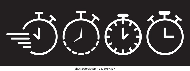 Clock or Timer icon set in variety colorful Design. Clock icon set. Time icon vector. alarm clock icons, watch icon symbol. Vector illustration.