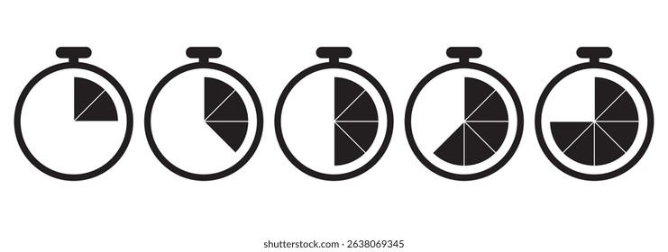 Clock or Timer icon set in variety colorful Design. Clock icon set. Time icon vector. alarm clock icons, watch icon symbol. Vector illustration.