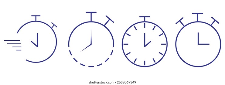 Clock or Timer icon set in variety colorful Design. Clock icon set. Time icon vector. alarm clock icons, watch icon symbol. Vector illustration.