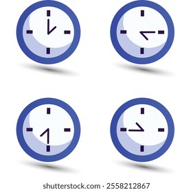 Clock or timer icons set. Clock faces indicating different time