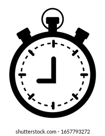 Clock timer isolated monochrome icon. Time for conducting task isolated vector illustration in flat style. Stop watch with deadline production line and effective time management concept. Runners watch