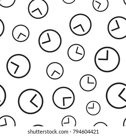 Clock timer seamless pattern background. Business flat vector illustration. Clock watch sign symbol pattern.