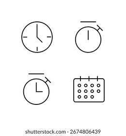 Cronómetro del reloj y el icono del calendario fijados para la aplicación móvil