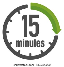 Clock , timer (time passage) icon / 15 minutes	